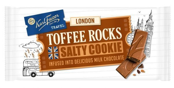 Fazer Travel Toffee Rocks And Cookies 130 G Suklaalevy