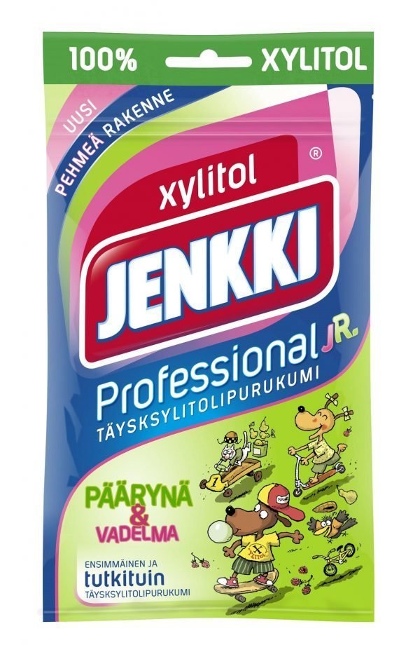 Jenkki Professional Junior Vadelma-Päärynä 80 G Purukumi