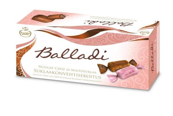 Karkkipussi Balladi Nougat Ja Maitosuklaa 205 G Konvehtirasia