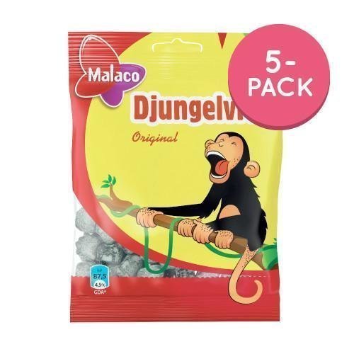 Malaco Salmiakkiapinat / Djungelvrål 5-pack 5 x 80g