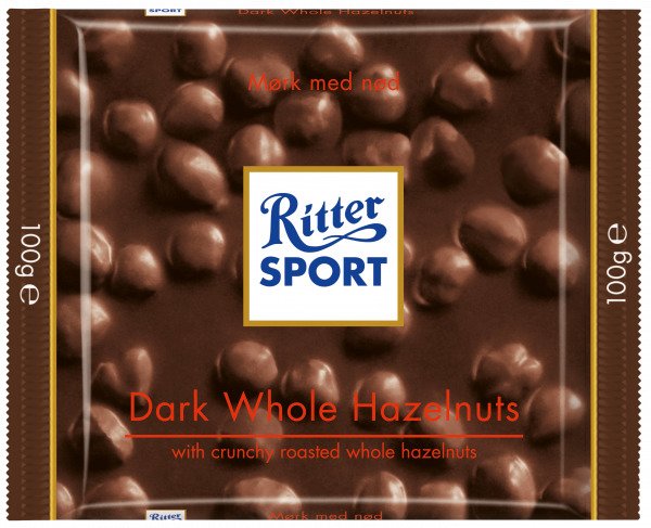 Ritter Sport Mørk Med Hele Hasselnødder 100 G